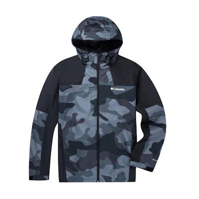 Columbia Black Camo Hooded Waterproof Windproof Breathable Jacket for Men WE3535-012