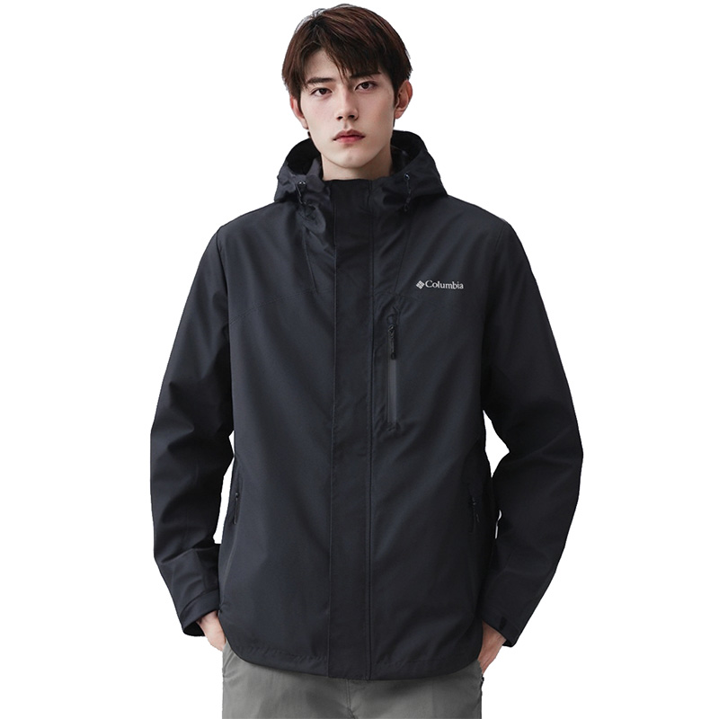 Shop Columbia 黑色戶外防水抗UV防風連帽外套 XE3376-010