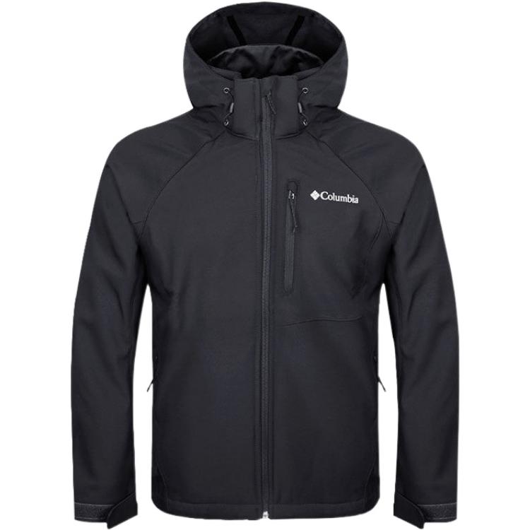 Columbia Black Softshell Jacket with Detachable Hood and Logo Design WE3241-011