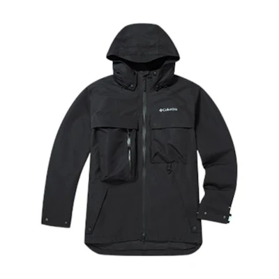 Columbia Black Waterproof Hooded Jacket with Solid Logo Print WE2910-010