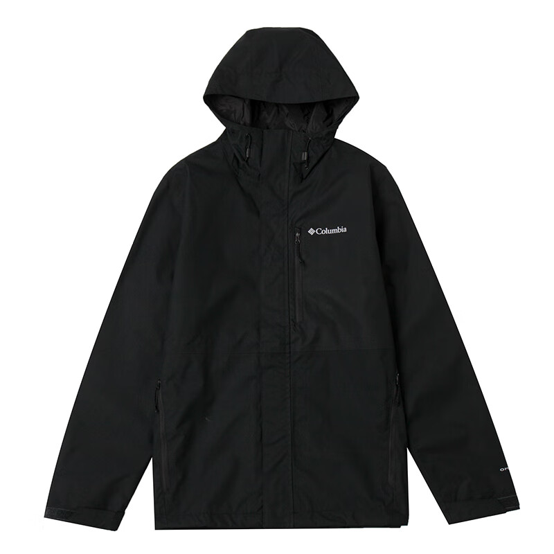 Columbia Black Waterproof Hoodie Jacket with Small Logo for Hiking & Running WE2619-010