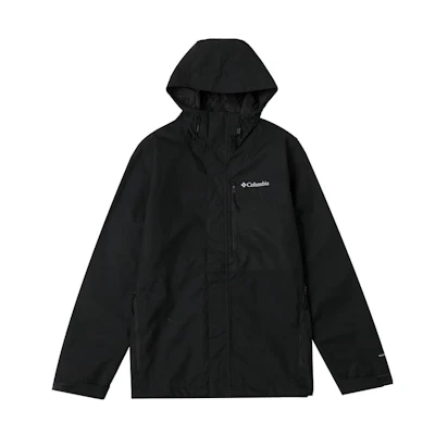 Columbia Black Waterproof Hoodie Jacket with Small Logo for Hiking & Running WE2619-010