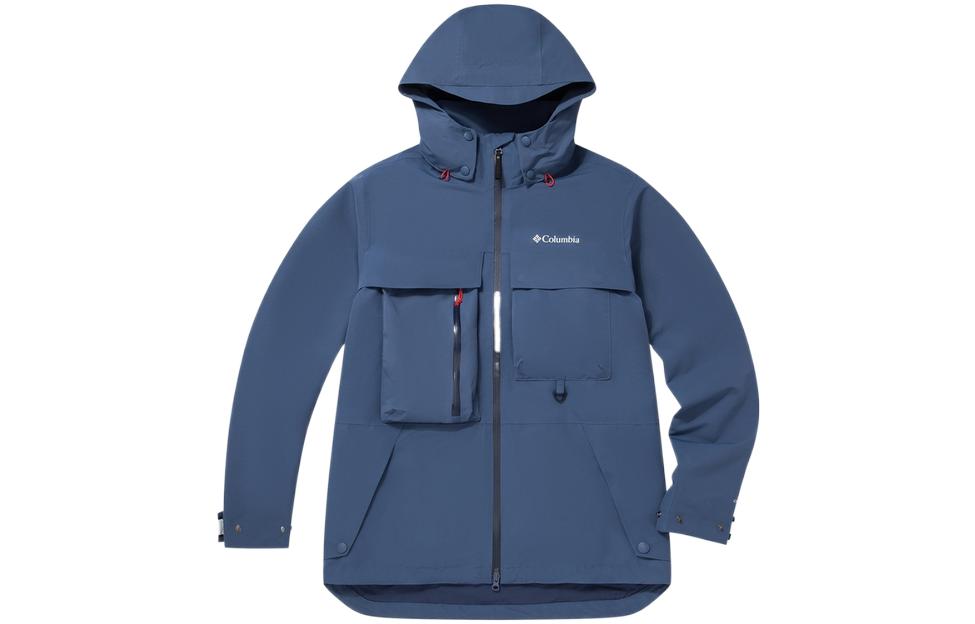 Columbia Blue Waterproof Zip Hoodie Jacket with Logo Print WE2910-478