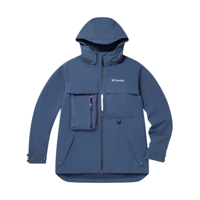 Columbia Blue Waterproof Zip Hoodie Jacket with Logo Print WE2910-478
