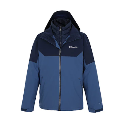 Columbia CASCADE PEAK 5 Blue 3-in-1 Waterproof Outdoor Jacket with Liner. WE6347-452