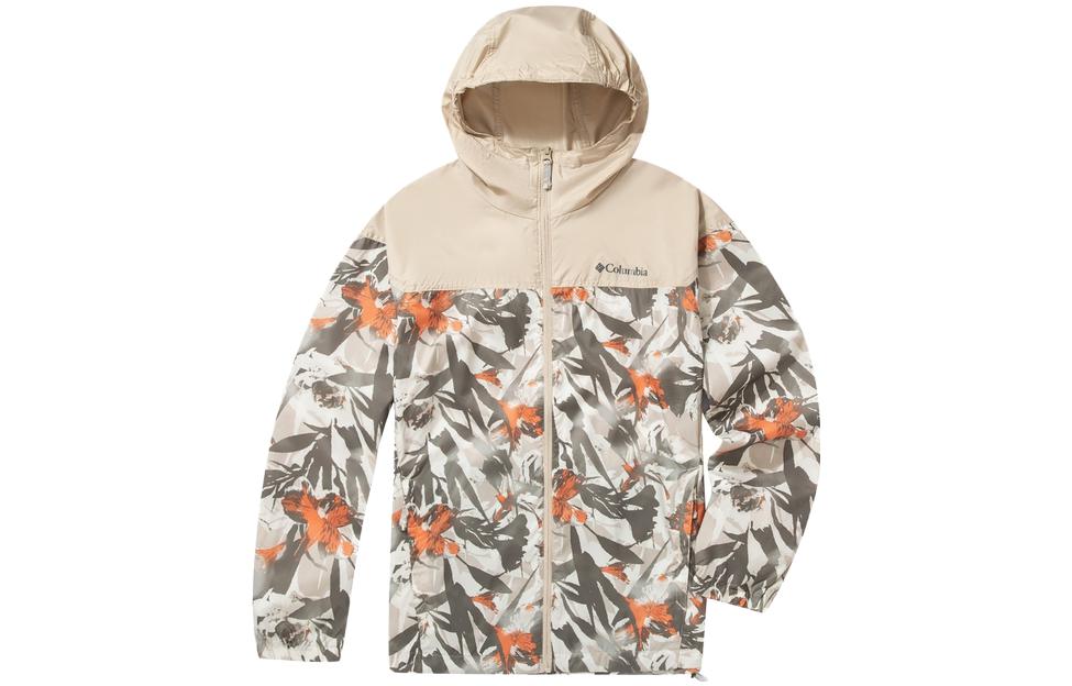 Columbia Colorblock Zip-Up Hooded Jacket Beige WE8777-271