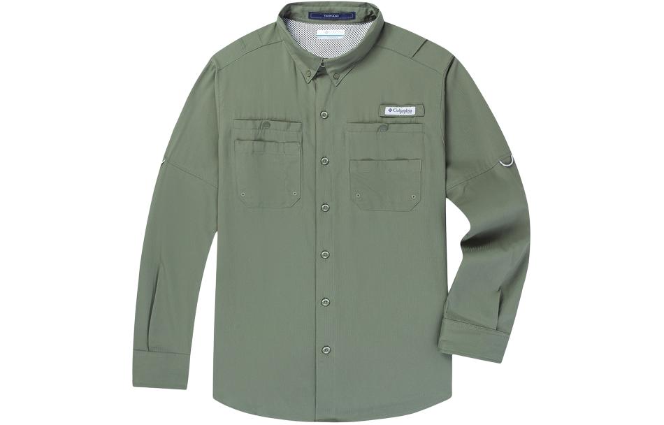 Columbia Fishing Series SS24 Lightweight Quick-Dry Outdoor Shirt Green Men’s FJ7253-316