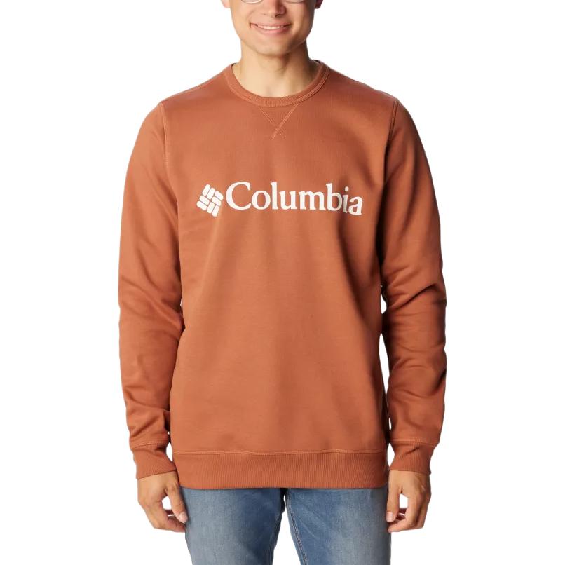 Columbia Fleece Crew Brown Sweatshirt with Logo Print for Men 1884931-229