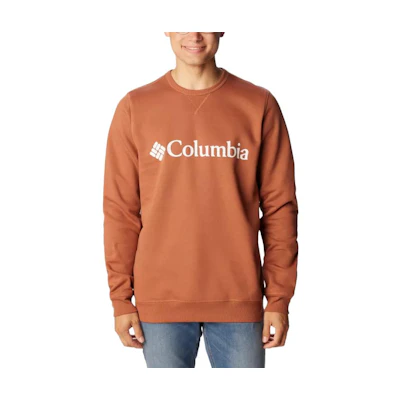 Columbia Fleece Crew Brown Sweatshirt with Logo Print for Men 1884931-229
