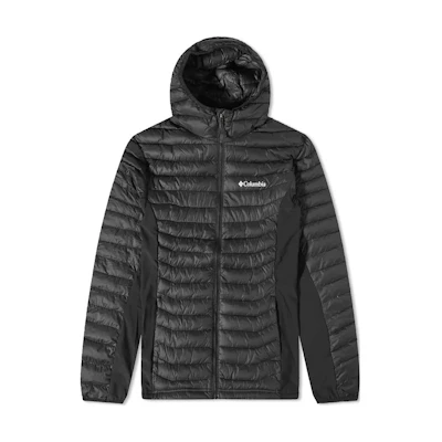 Columbia FW22 Logo Print Patchwork Hooded Jacket Black 177327-011