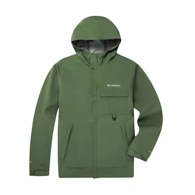 Columbia Green Waterproof Outdoor Hiking Jacket with Logo - Spring Collection. WE4517-352