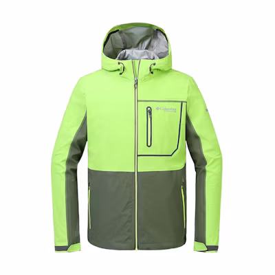 Columbia Green Colorblock Logo Print Long-Sleeve Zip-Up Jacket PM4580-351