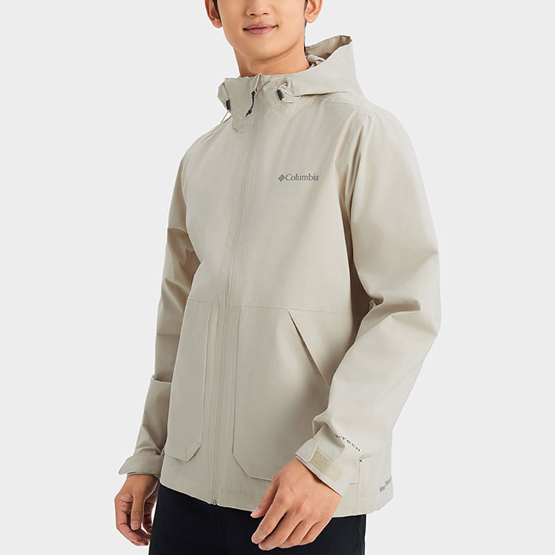 Shop Columbia 灰色戶外防水連帽拉鍊登山外套 WE0505-278