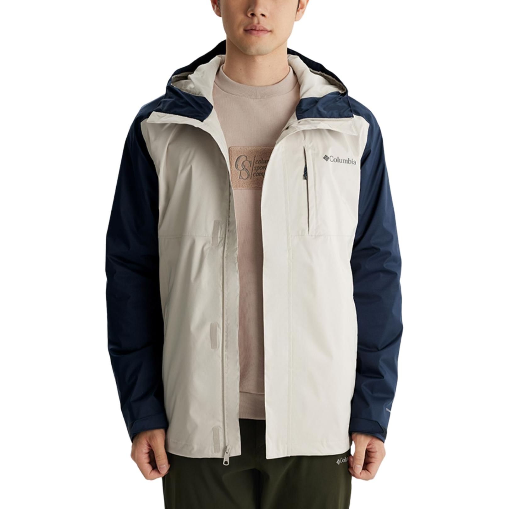 Columbia Hooded Zip Windbreaker Jacket FW24 Waterproof Unisex Blue White XE3772-278