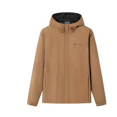 Columbia Light Brown Waterproof Windproof Hiking Jacket with Logo Hoodie RE2433-257