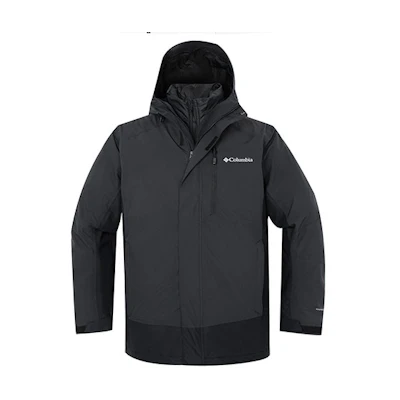 Columbia Logo Print Insulated Zip-Up Hoodie Jacket - Black WE0900-010