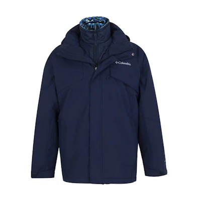 Columbia Navy 3-in-1 Waterproof Jacket with Removable Fleece for Hiking & Travel WE1273-466