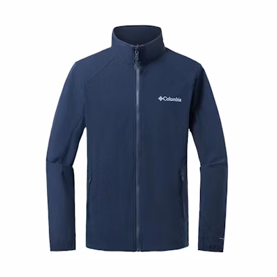 Columbia Navy Waterproof Jacket with Logo Print and High Collar PM4933-464