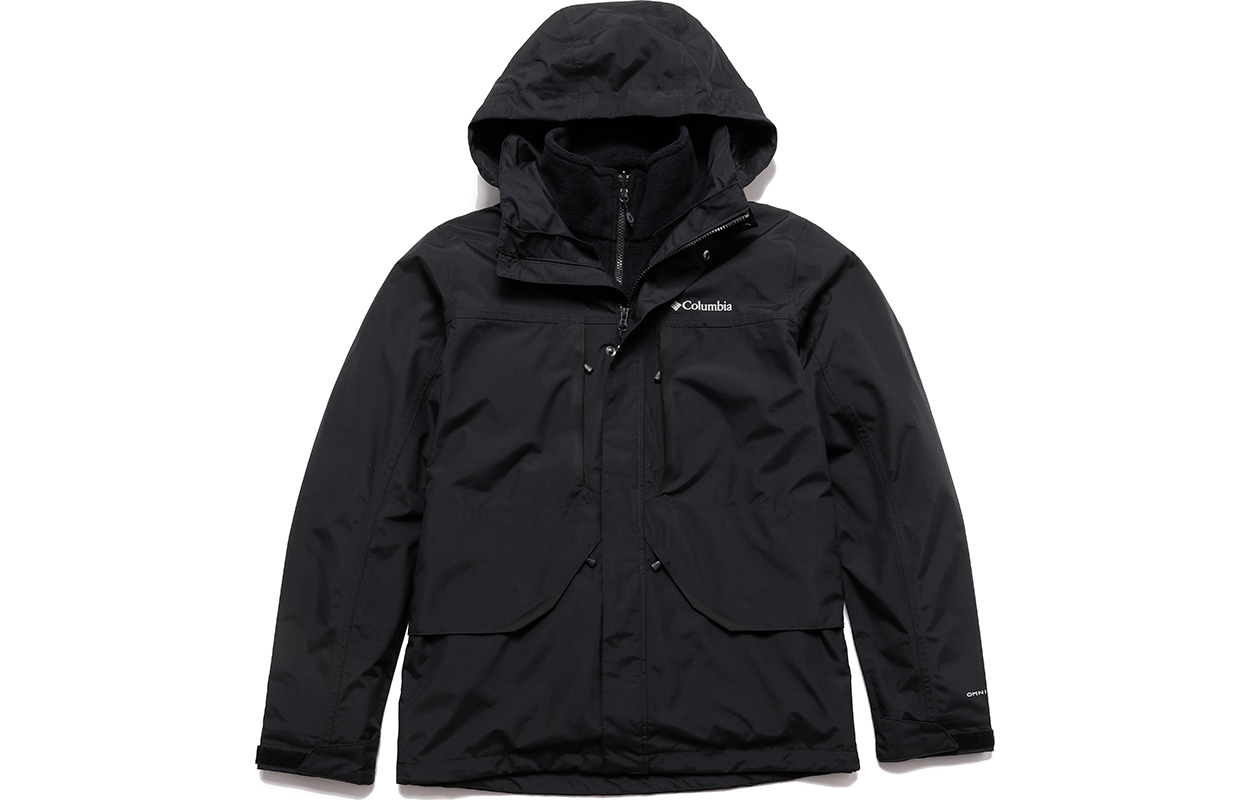 Columbia Outdoor Waterproof Hooded Jacket with Fleece Liner - Black WE1321-010