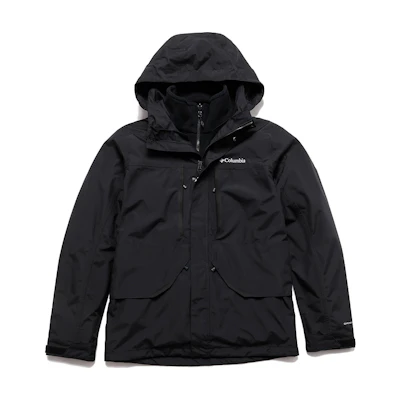 Columbia Outdoor Waterproof Hooded Jacket with Fleece Liner - Black WE1321-010