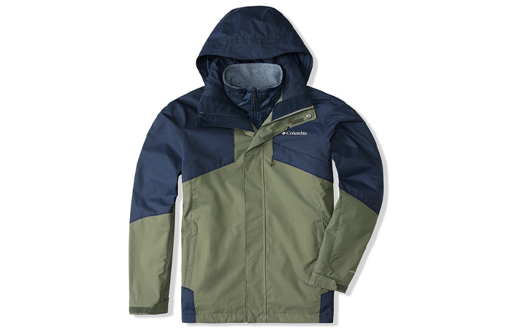 Order Chaqueta Columbia 3-en-1 Impermeable, Cortavientos, Polar Unisex Verde Militar. WE1273397