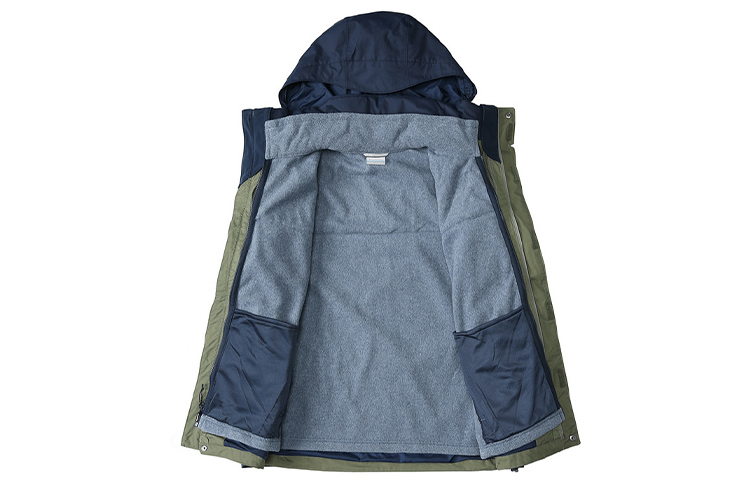 Shop Chaqueta Columbia 3-en-1 Impermeable, Cortavientos, Polar Unisex Verde Militar. WE1273397