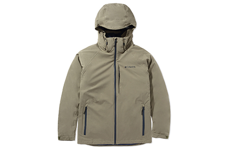 Columbia Outdoor Windproof Insulated Hooded Jacket Brown Green WE1157-397