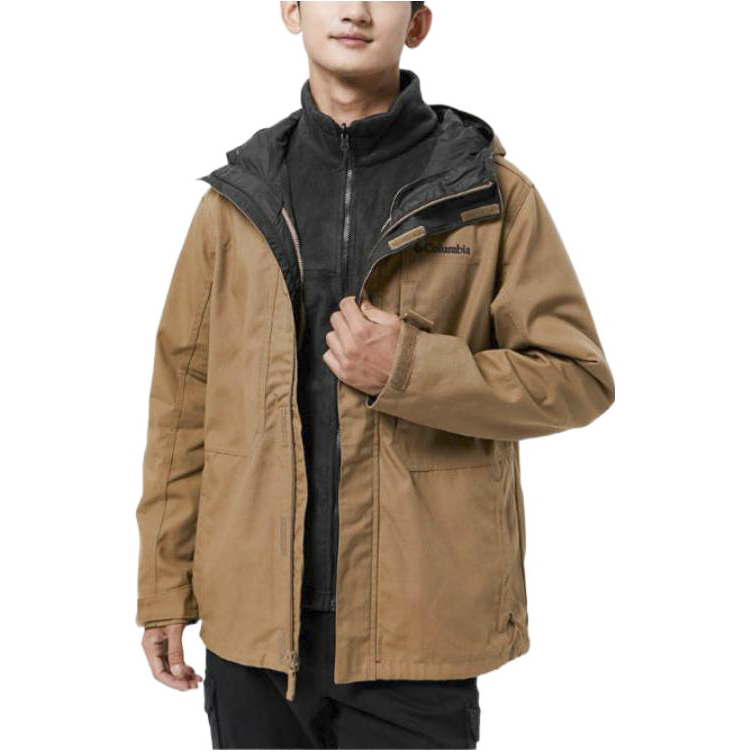 Details for Columbia Jaket Hoodie Zip Logo Sulam Warna Khaki WE0399-257