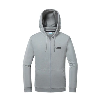 Columbia Solid Color Logo Zip-Up Hoodie - Gray AE1910-039