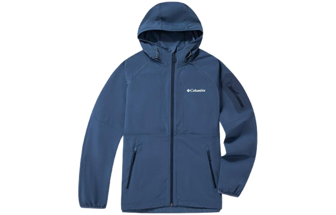 Columbia Solid Color Outdoor Breathable Hooded Jacket Blue XE5190-478