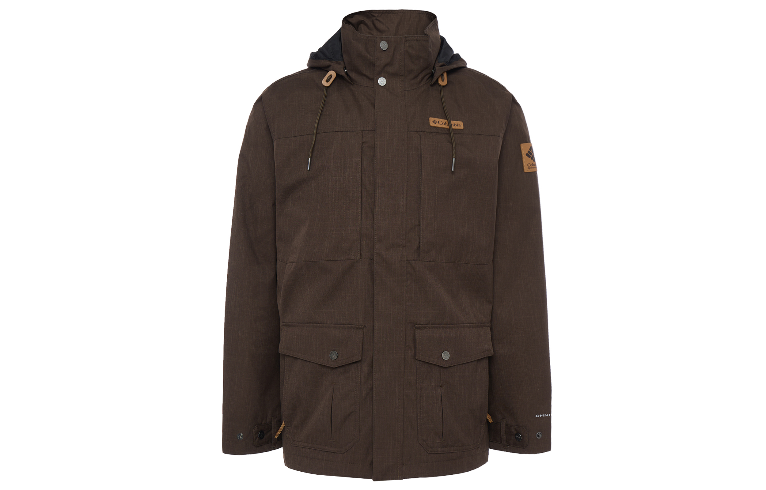 Columbia Solid Logo Patch Hooded Long Sleeve 3-in-1 Jacket Men’s Dark Brown WE7215-231