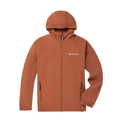 Columbia Solid Logo Softshell Hooded Jacket Red Brown WE5206-229