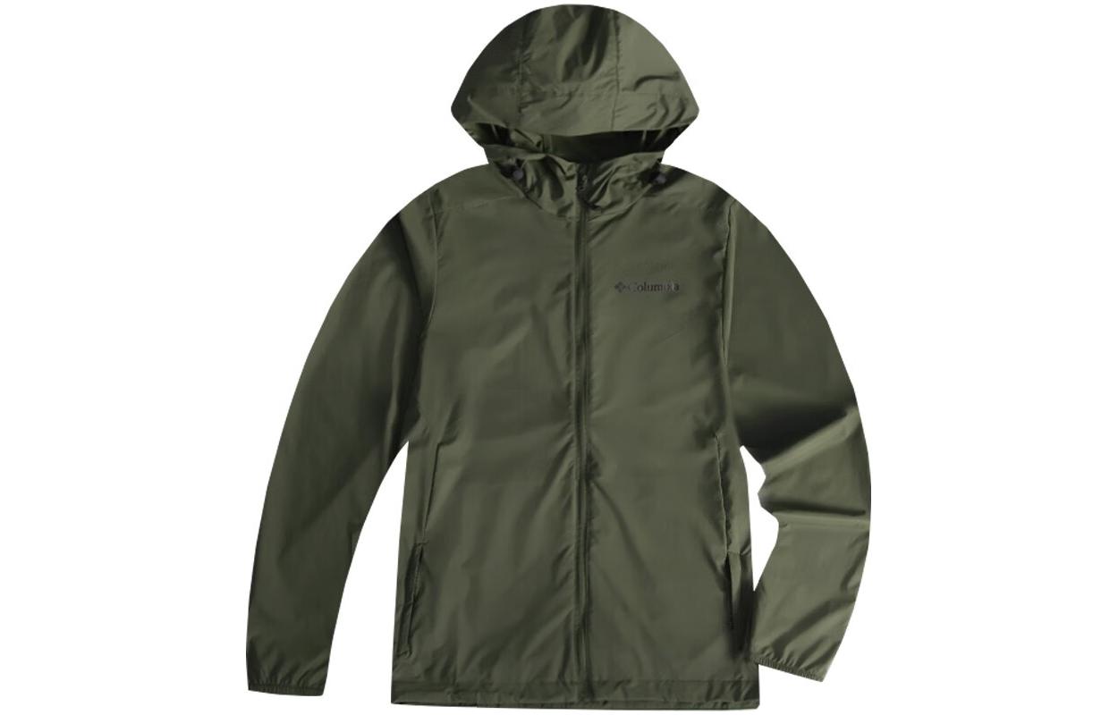 Columbia Solid Military Green Zip-Up Hoodie Jacket with UV Protection WE4650-397