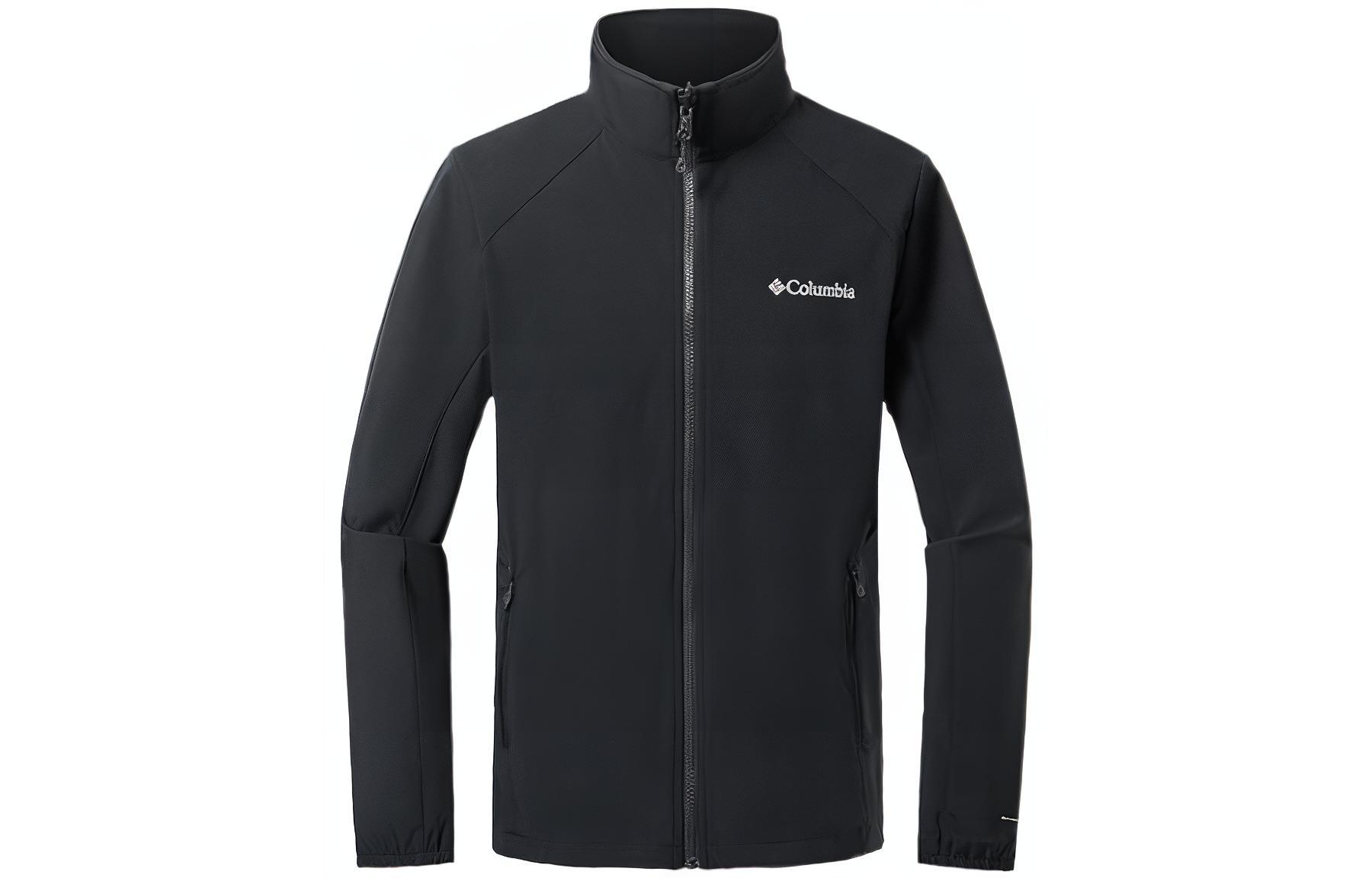 Columbia SS22 Black Waterproof Logo Print Zip-Up Jacket for Men PM4933-012