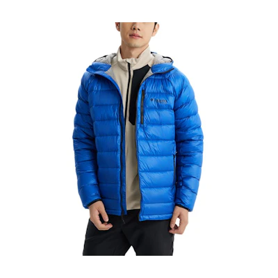 Columbia Titanium Series Blue Outdoor Hooded Down Jacket with Logo. WE8937-433