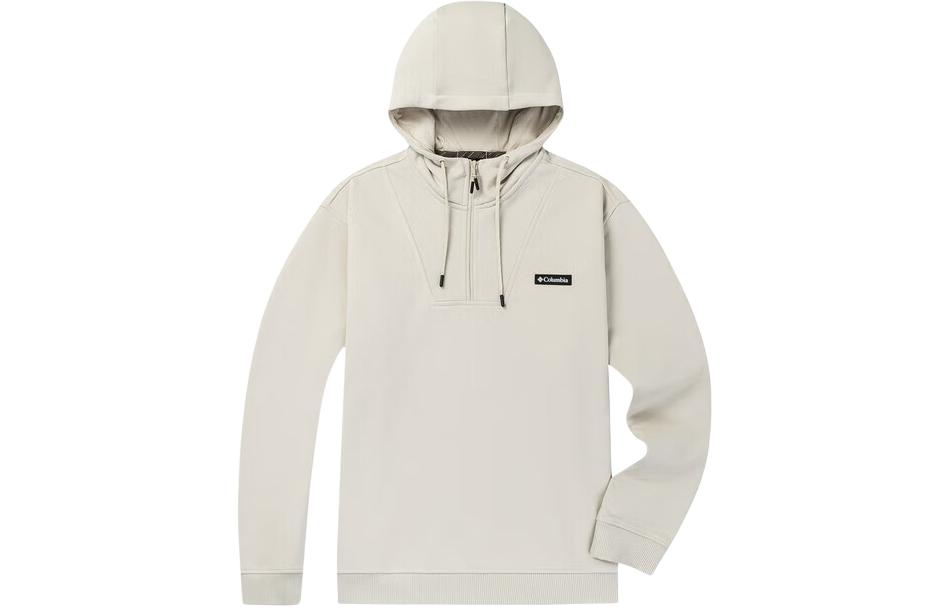 Columbia Transiting Series Half-Zip White Hoodie with Logo Unisex Casual Wear AE2278-278