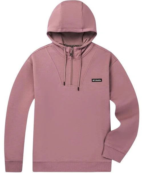 columbia-traverse-series-half-zip-pullover-hoodie-unisex-gray-pink-ae-2278-609