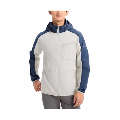Columbia Water-Resistant Lightweight Jacket with Detachable Hood Blue/White XE3317-479