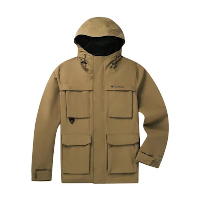 Columbia Waterproof Hooded Jacket Deep Khaki Pocket Design WE2778-257