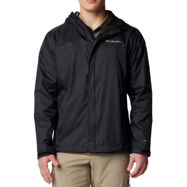 Columbia Watertight™ II Black Waterproof Jacket with Logo Print Hoodie 1533898-010