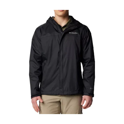 Columbia Watertight™ II Black Waterproof Jacket with Logo Print Hoodie 1533898-010