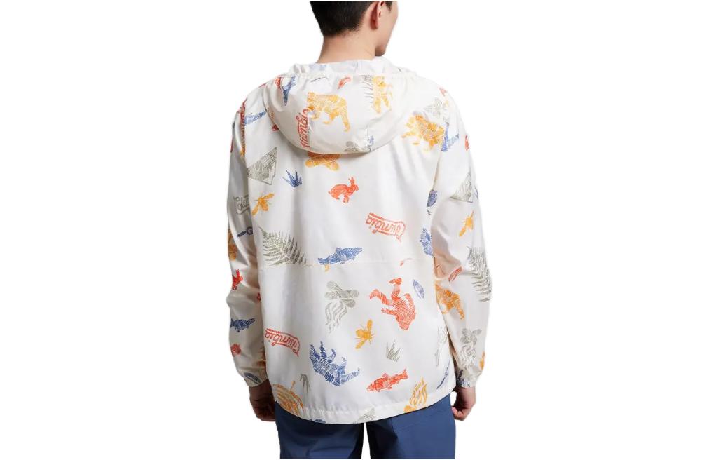 Lookbook Columbia 白色連帽外套 自然動物印花設計 KE3974-191