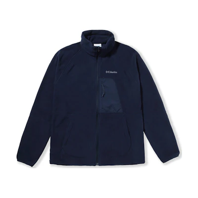 Columbia Winter Fleece Jacket Navy Blue with Multipockets and Stand Collar AE0781-464