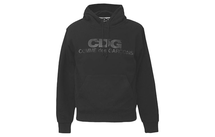 Comme Des Garçons CDG Classic Logo Hoodie Unisex Black Pullover with Drawstrings SZ-T033 圖 2