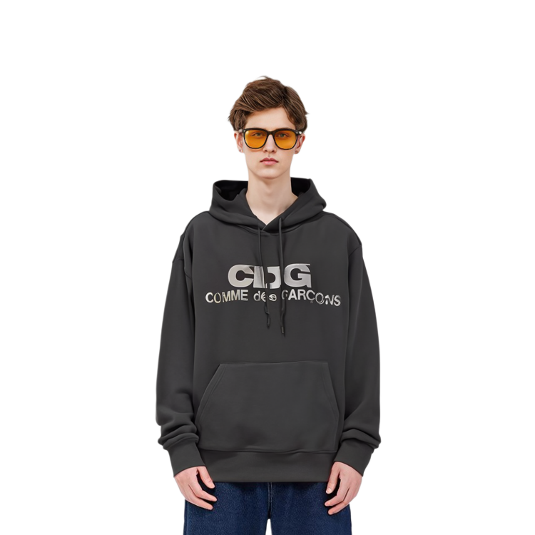 Comme Des Garçons CDG Classic Logo Hoodie Unisex Black Pullover with Drawstrings SZ-T033 圖 4