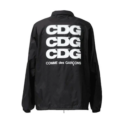 CDG CDG Coach Jacket 2 Black Windbreaker with Triple Logo Back - Unisex SZ-J022-051-1