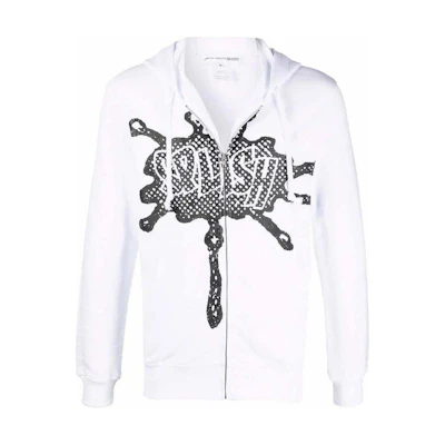 CDG CDG Graffiti Print Zip Hoodie Jacket White FI-T001-S22-3