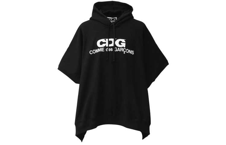 Comme Des Garçons CDG Letter Logo 3/4 Sleeve Hoodie Unisex - Black SZ-T018-051-01
