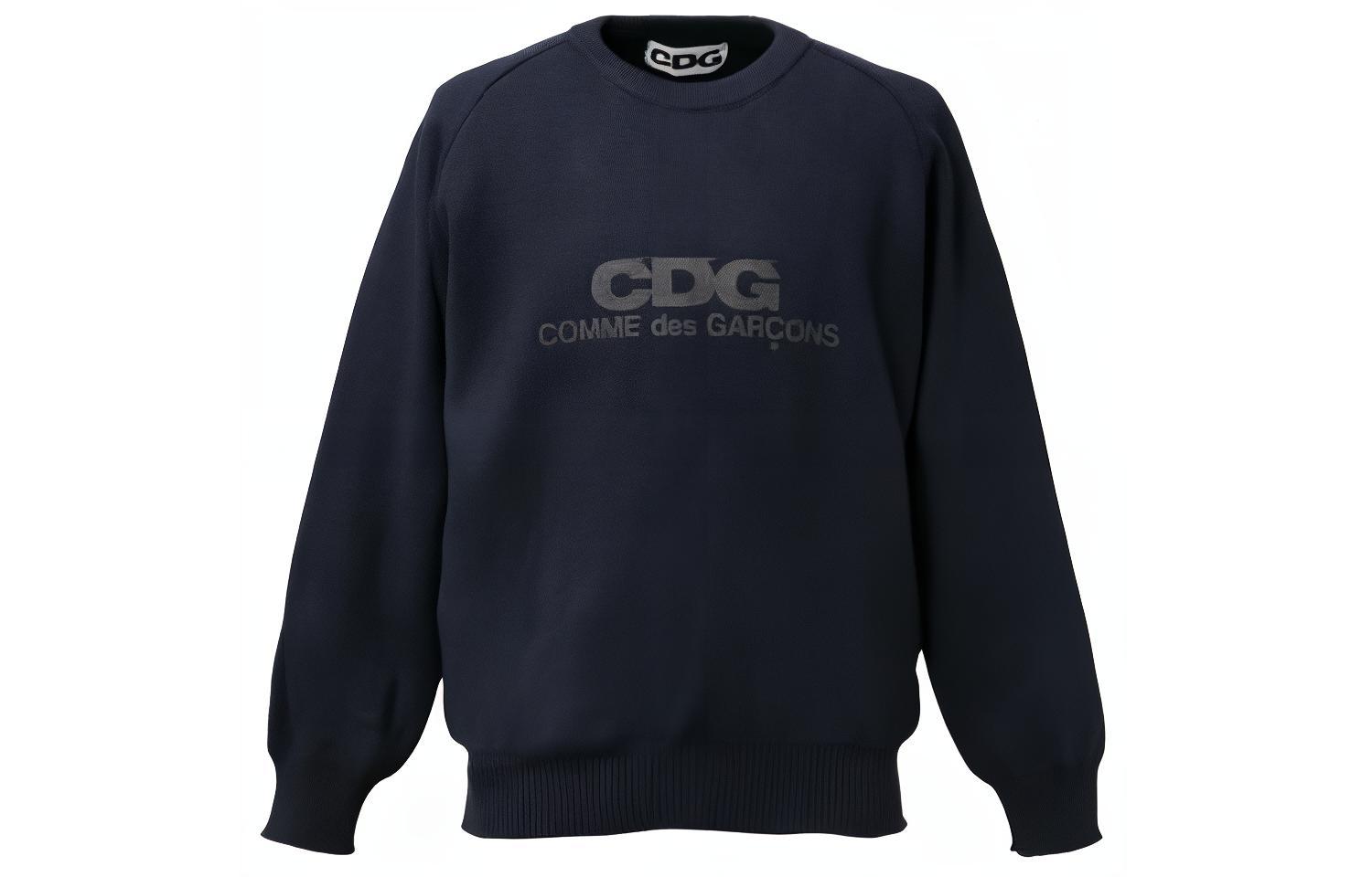Order Comme Des Garçons CDG 標誌印花長袖圓領運動衫 男女同款 海軍藍 SZ-N003-NAVY-BLUE