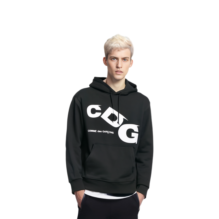Shop Comme Des Garçons CDG Logo 男女黑色圓領衛衣 SZ-T023